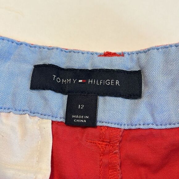 TOMMY HILFIGER NAUTICA GAP Size 12 Cotton Chino Shorts Red Khaki Peach Uniform - Picture 3 of 15